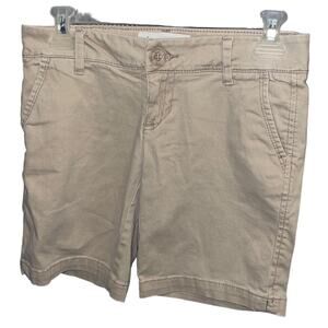 Aeropostale Bermuda shorts Womens Khaki stretch Twill pockets Size 0
